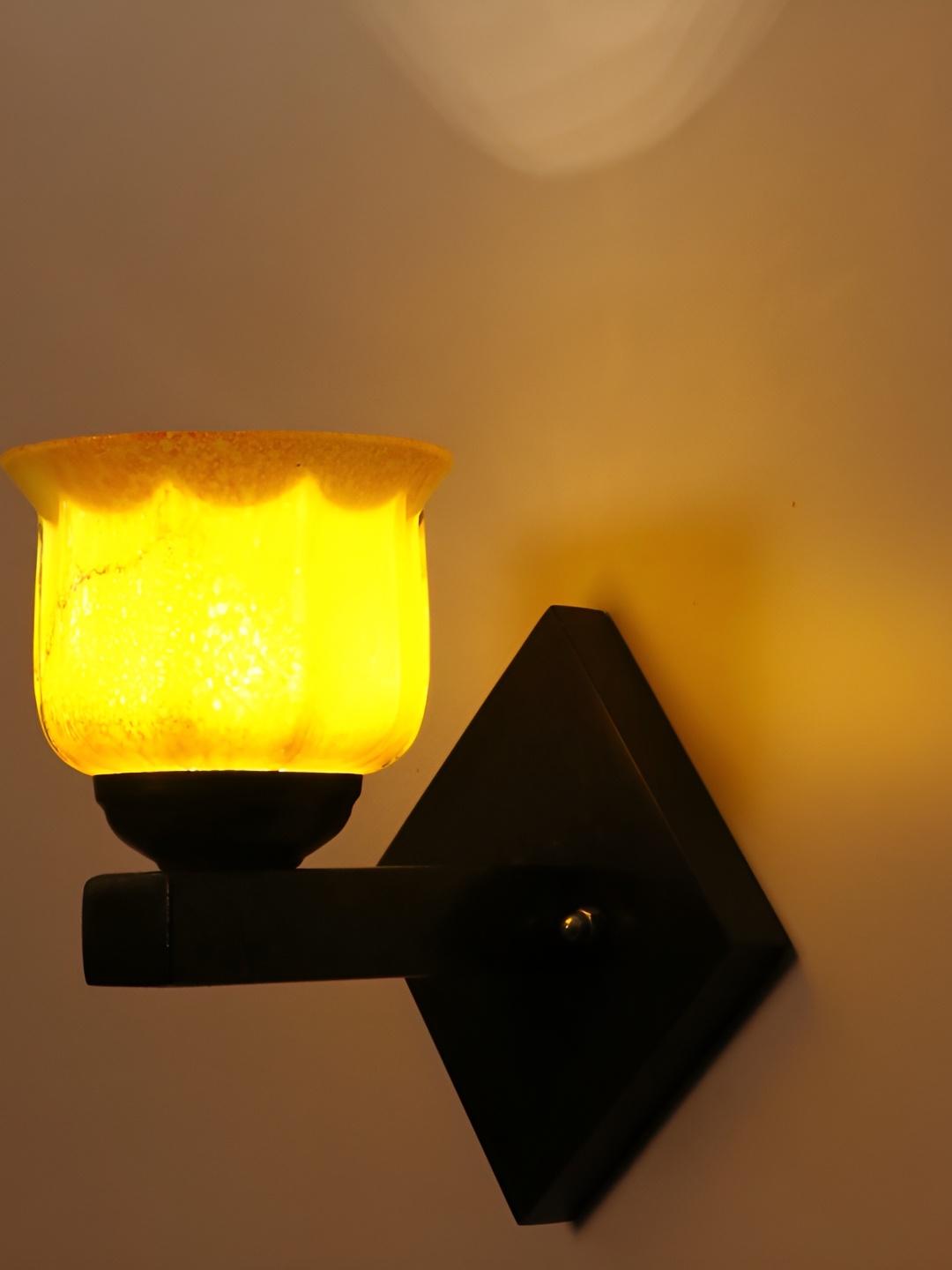 

1ST TIME Yellow & Black Textured Glass Traditional Wall Lamp