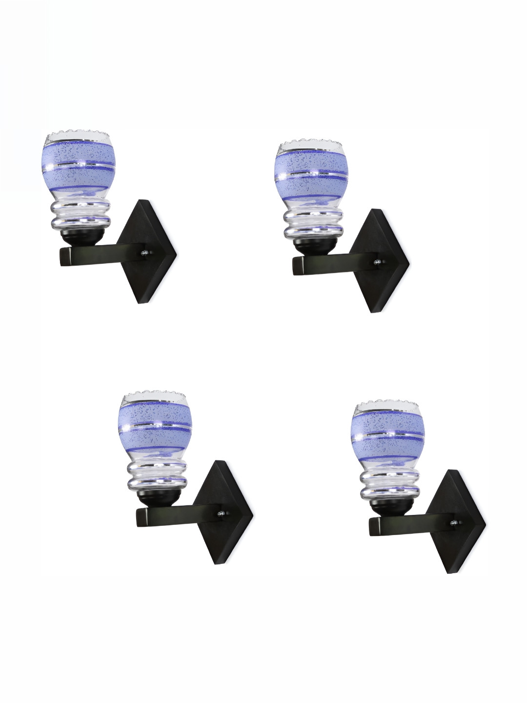 

1ST TIME Blue & Transparent Printed Glass Contemporary Wall Lamp