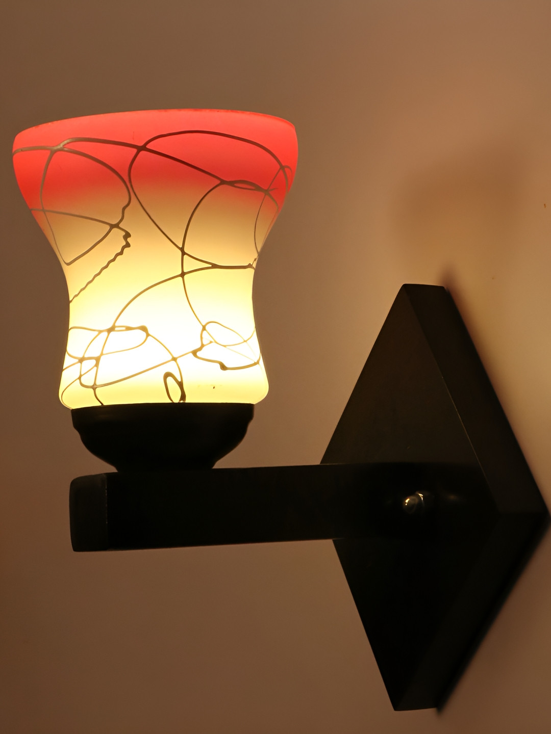 

1ST TIME Pink & White Printed Glass Traditional Wall Lamp