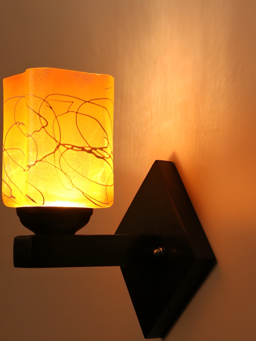 

1ST TIME Orange & White Printed Glass Traditional Rectangle Shaped Wall Lamp