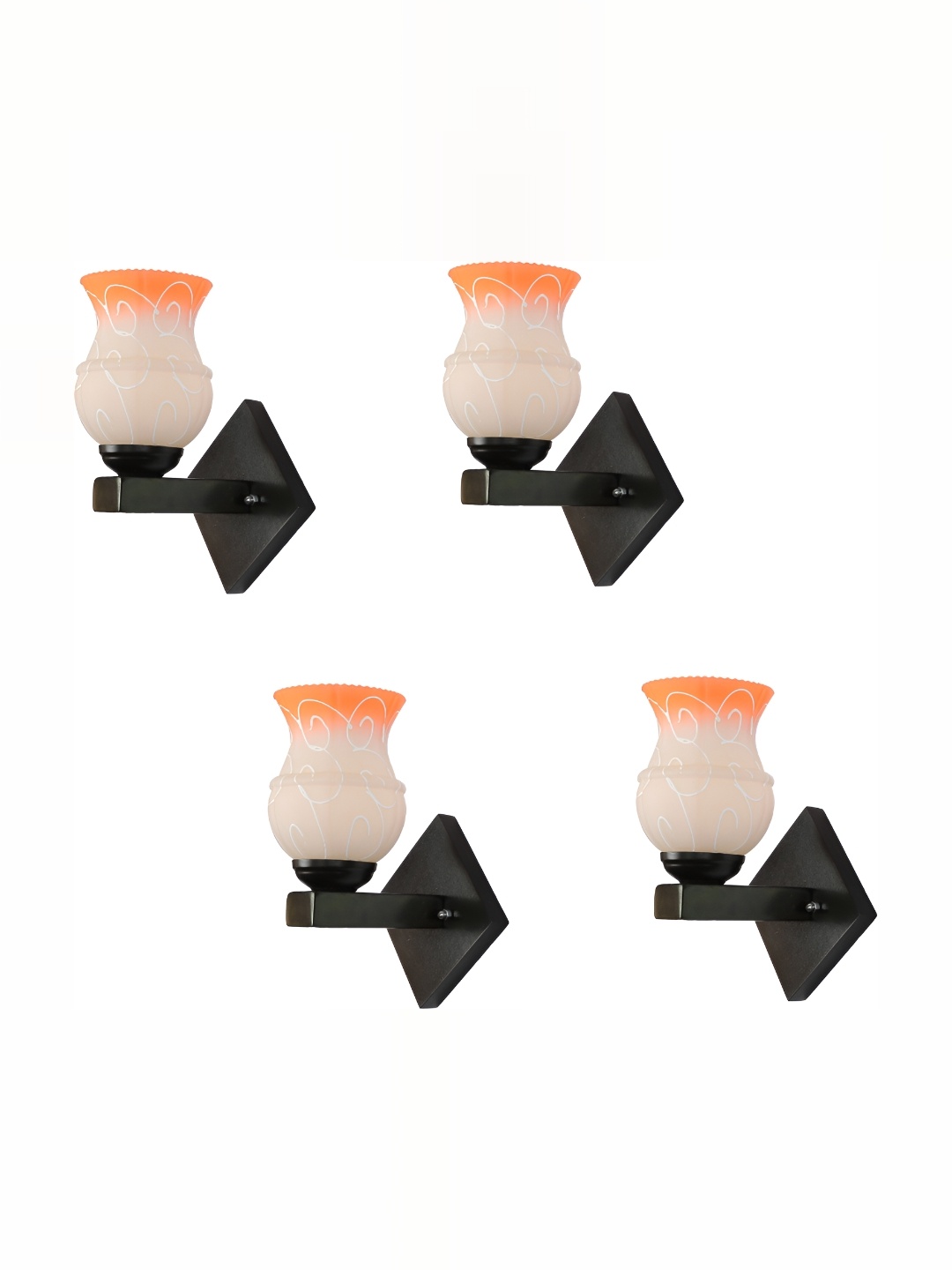 

1ST TIME Orange & White Printed Glass Traditional Wall Lamp