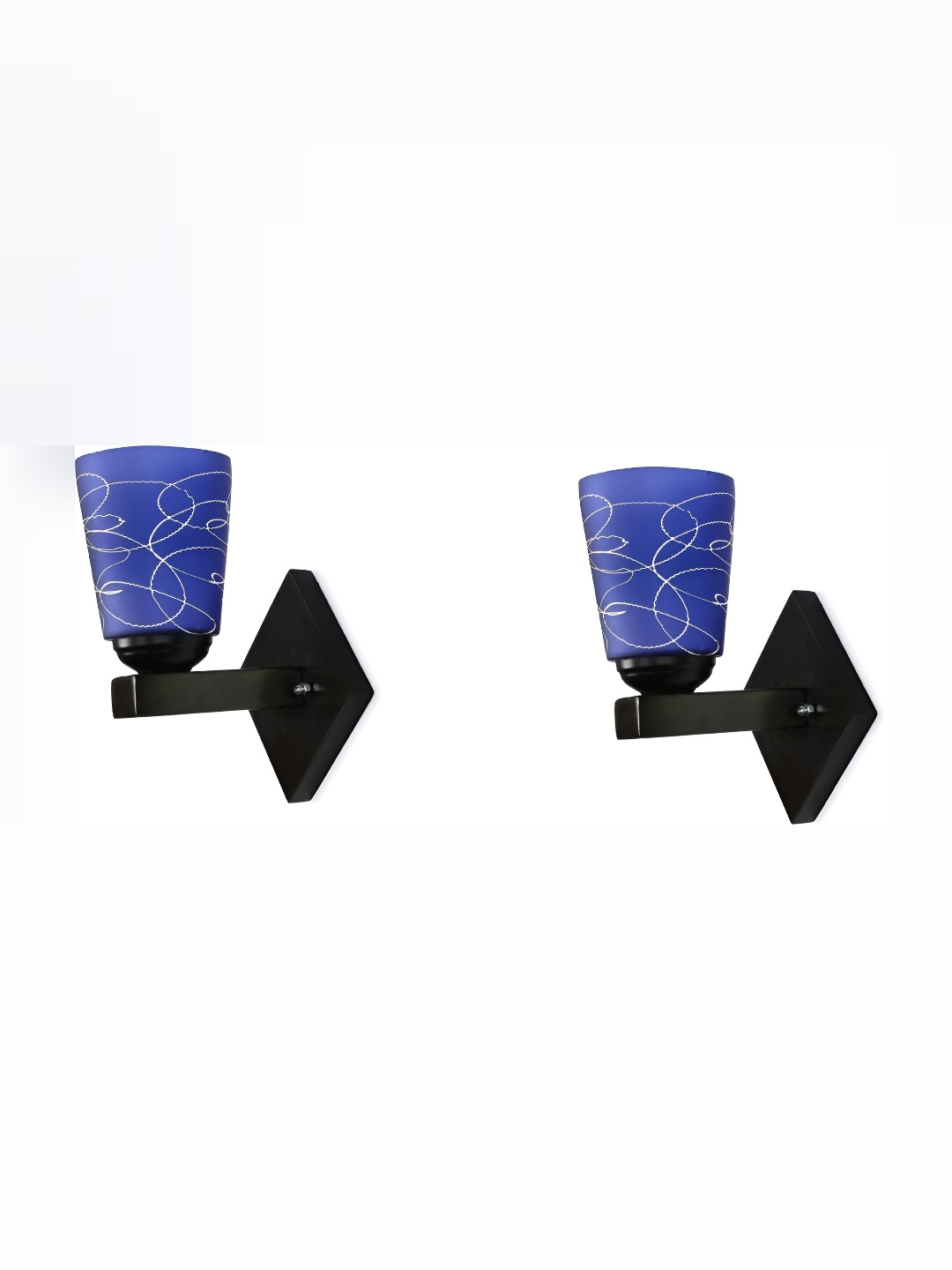 

1ST TIME Blue & White Printed Glass Traditional Abstract Shaped Shaped Wall Lamp