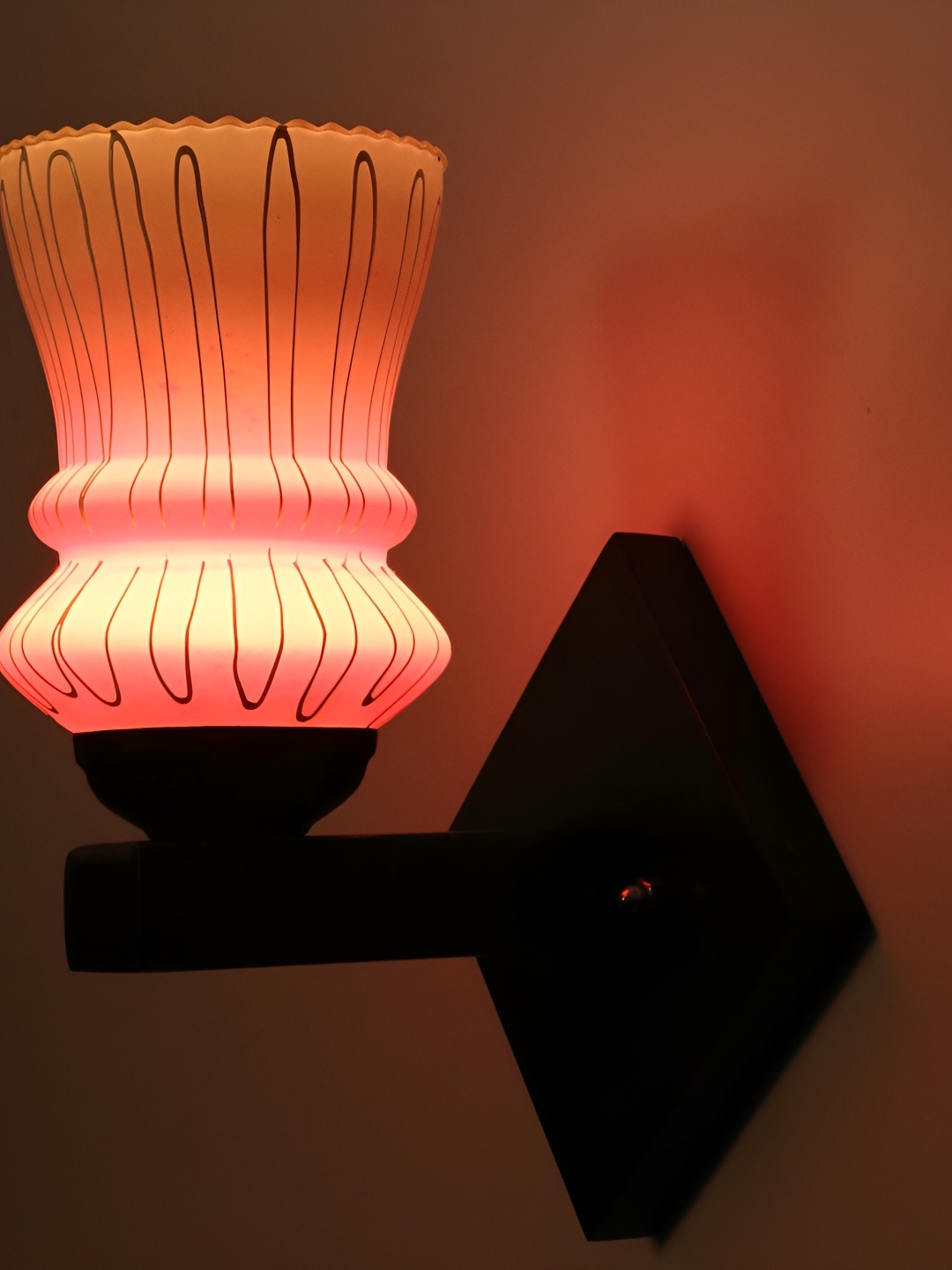 

1ST TIME Pink & White Textured Glass Traditional Cylinder Shaped Wall Lamp