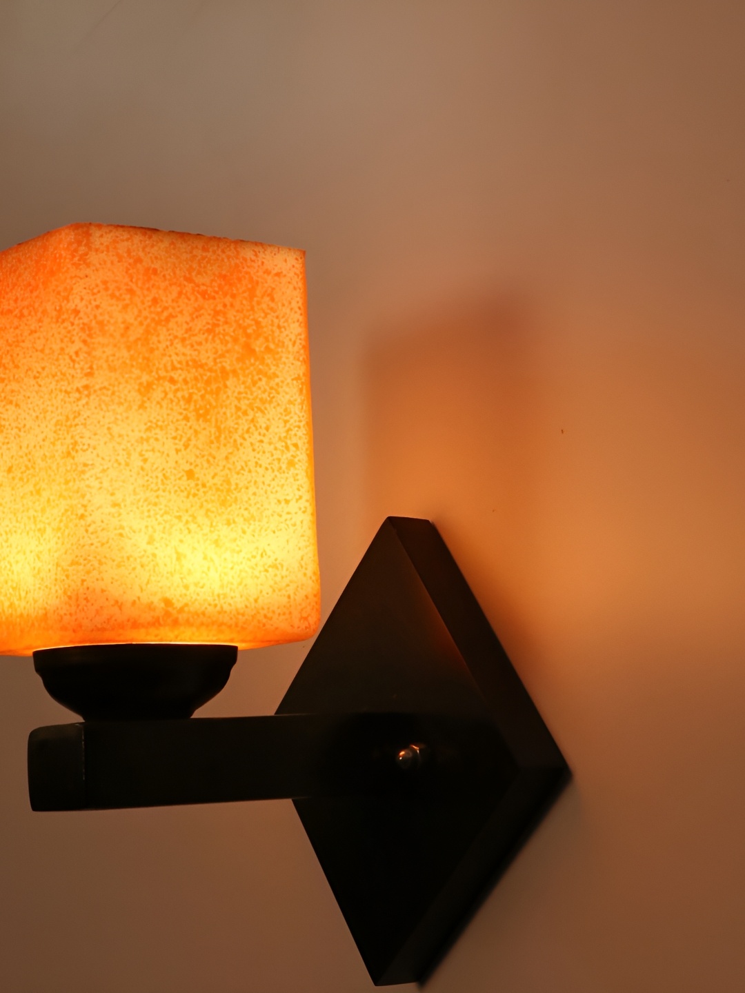 

1ST TIME Orange & Black Textured Glass Traditional Rectangle Shaped Wall Lamp