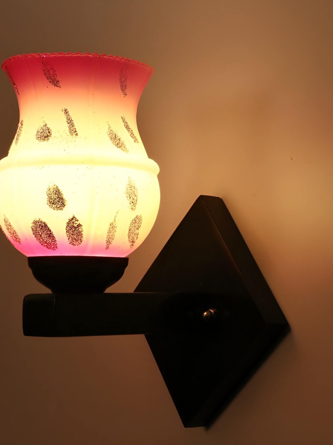 

1ST TIME Grey & Pink Printed Glass Traditional Wall Lamp