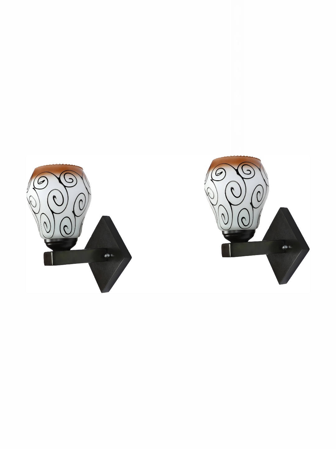 

1ST TIME White & Brown Printed Glass Traditional Abstract Shaped Shaped Wall Lamp