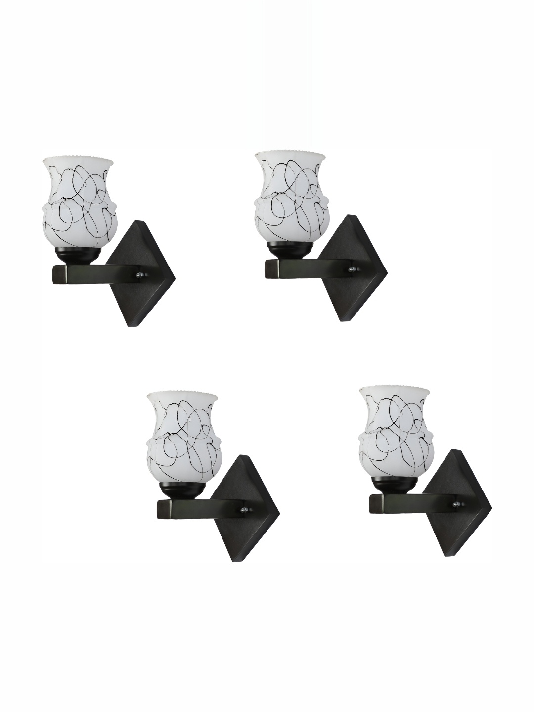 

1ST TIME Black & White Printed Glass Traditional Abstract Shaped Shaped Wall Lamp