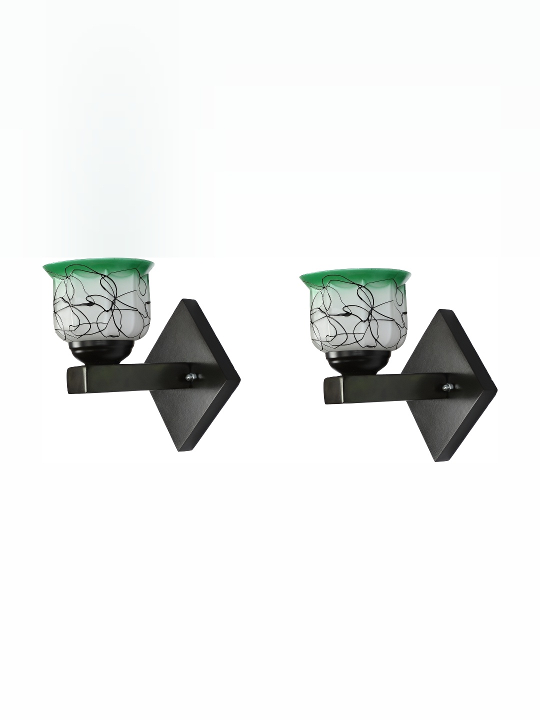 

1ST TIME Green & White Printed Glass Contemporary Wall Lamp