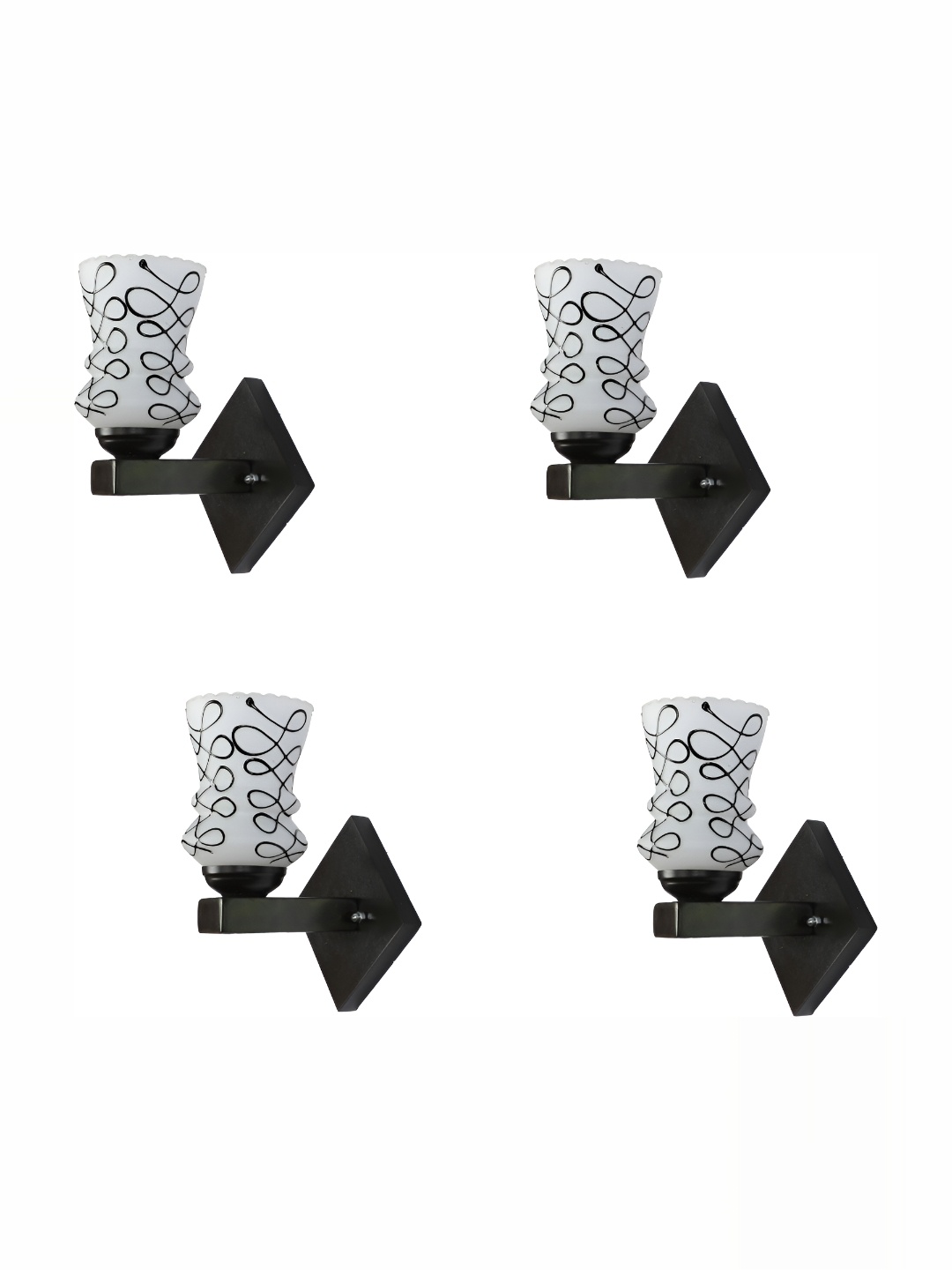 

1ST TIME Black & White Printed Glass Traditional Abstract Shaped Shaped Wall Lamp