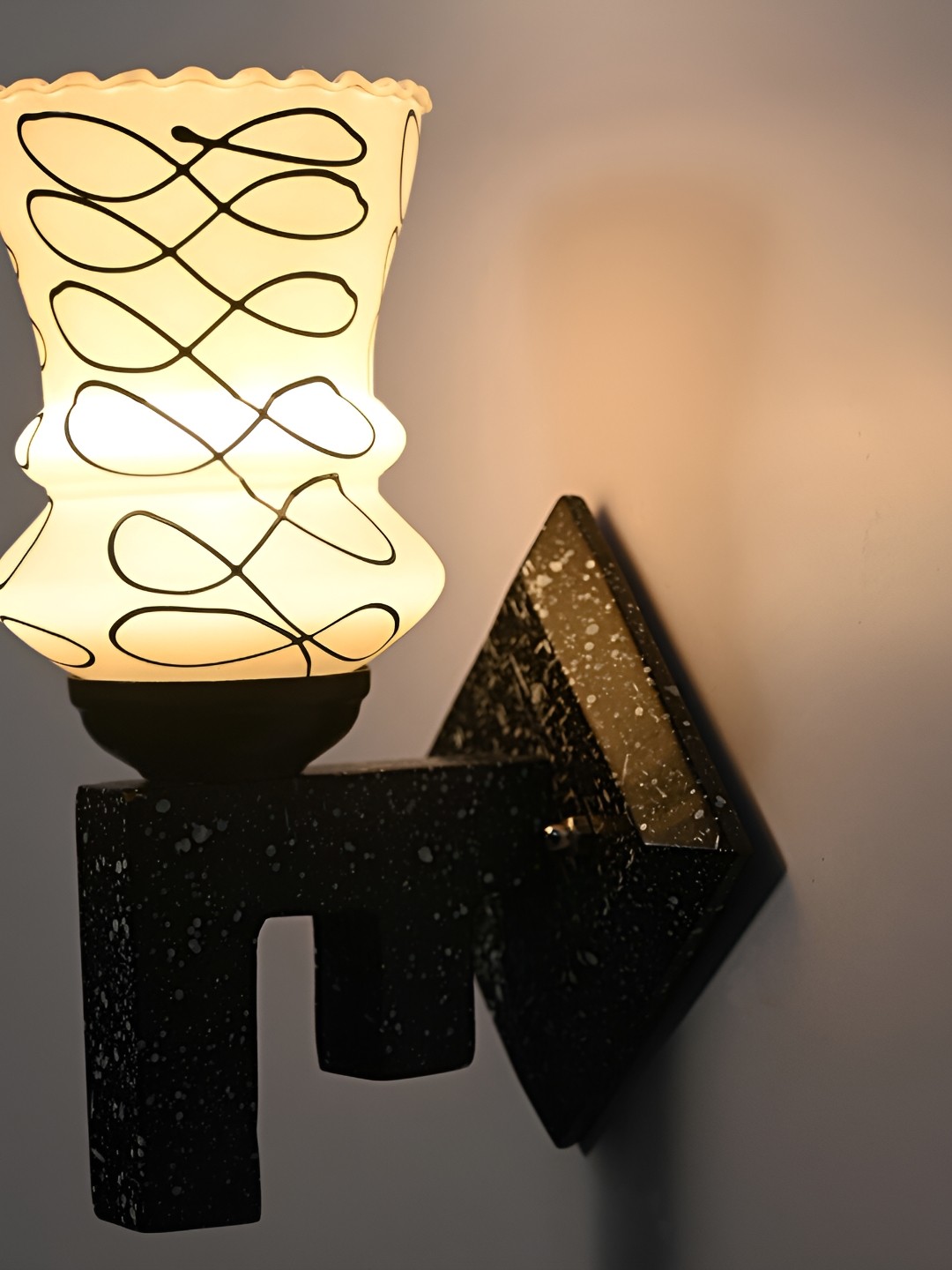 

1ST TIME Black & White Printed Glass Traditional Abstract Shaped Shaped Wall Lamp