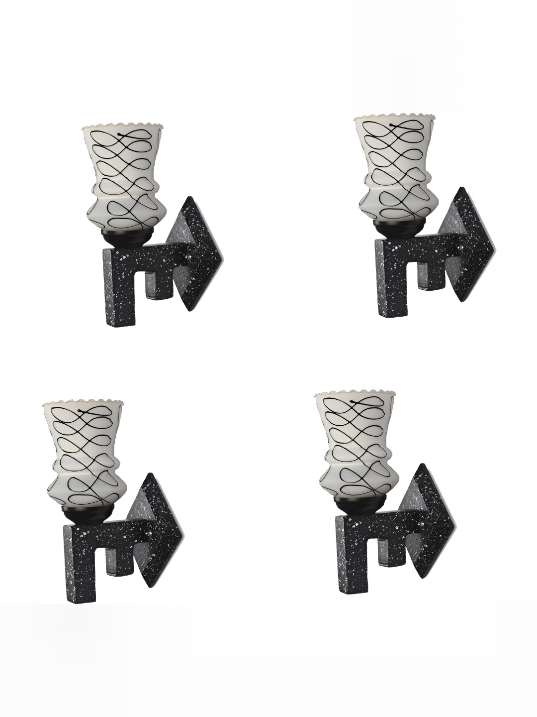 

1ST TIME Black & White Textured Glass Traditional Abstract Shaped Shaped Wall Lamp