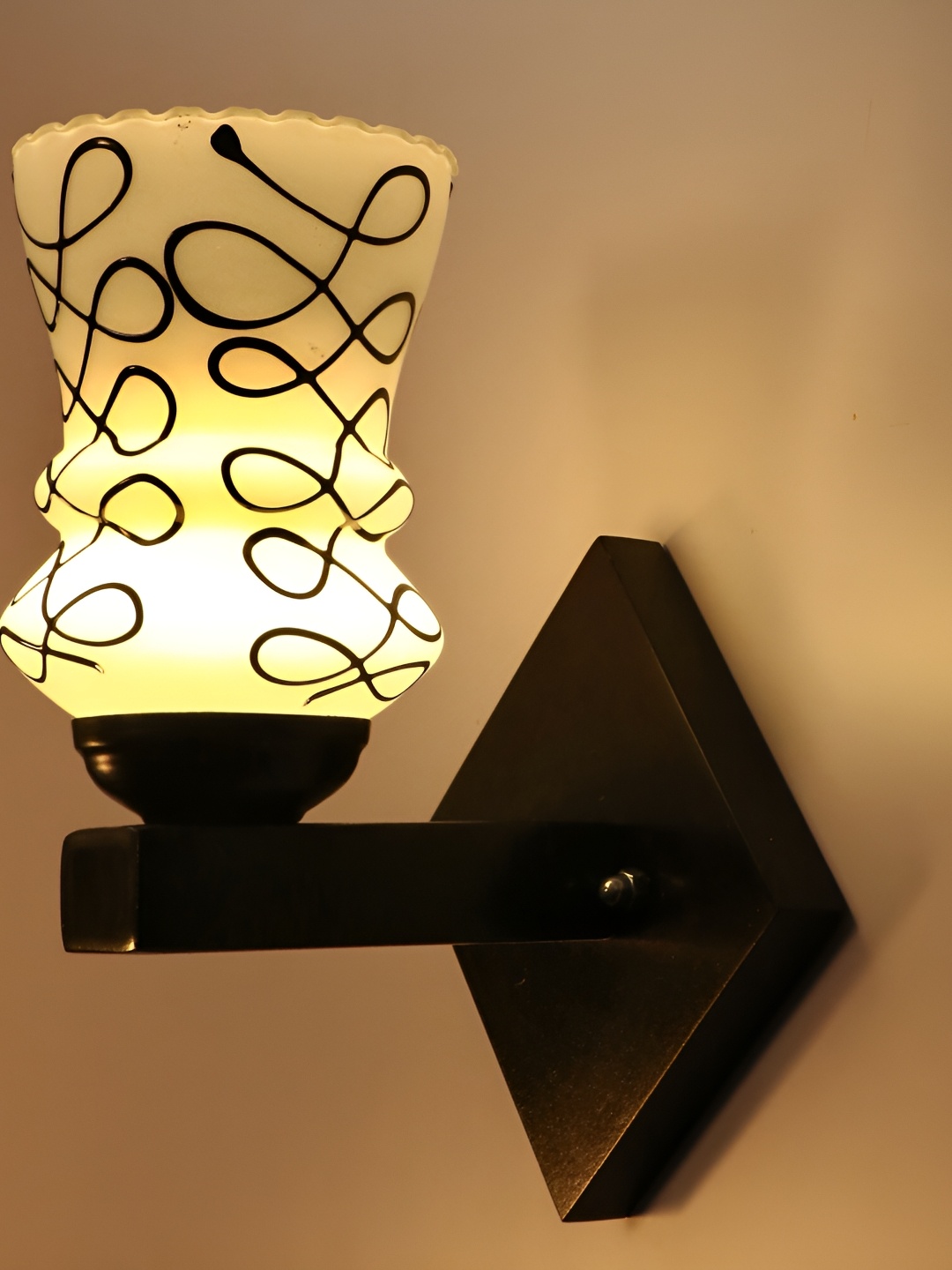 

1ST TIME White & Black Printed Glass Contemporary Abstract Shaped Shaped Wall Lamp