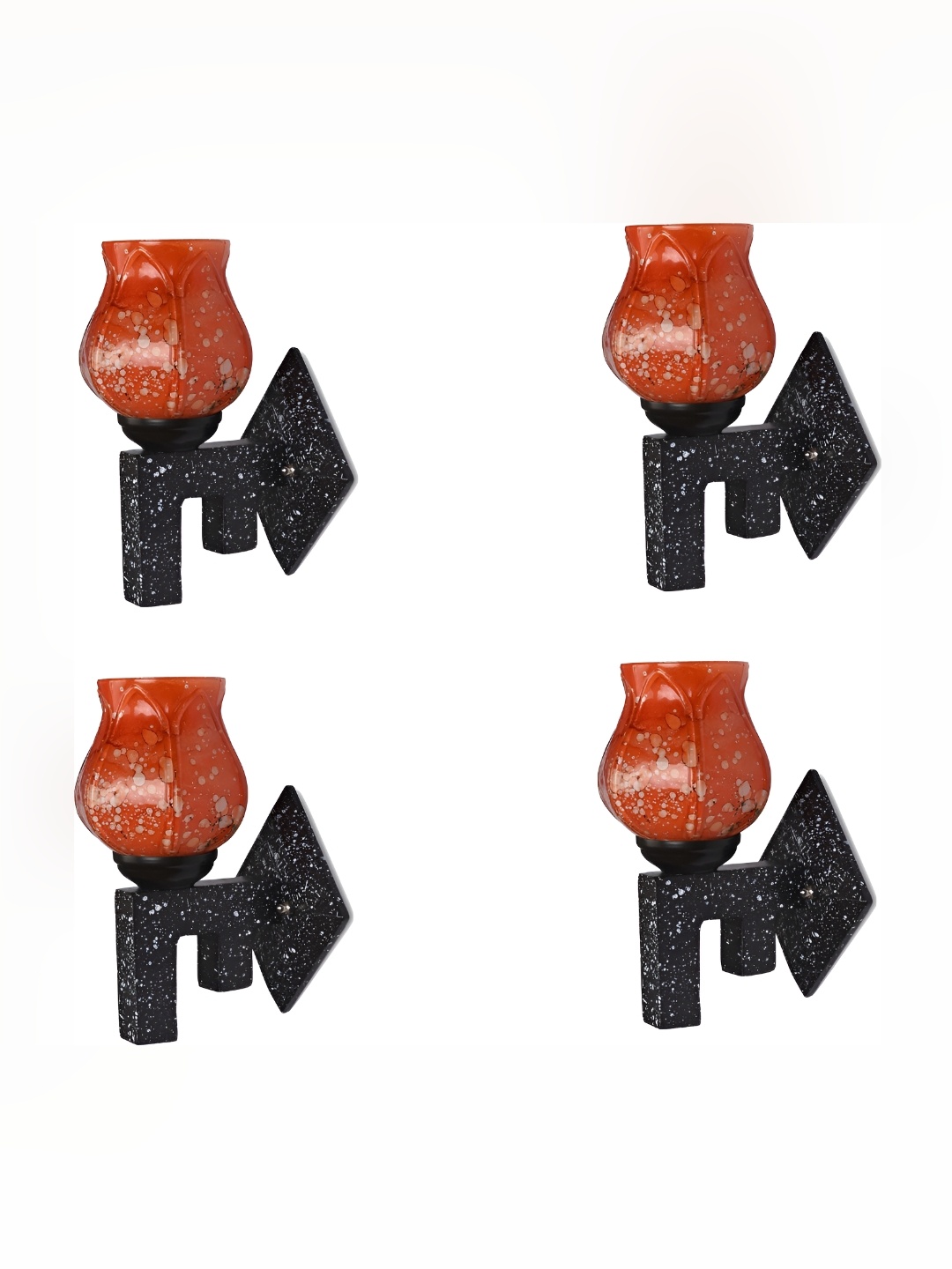 

1ST TIME Orange & Black Printed Glass Traditional Wall Lamp