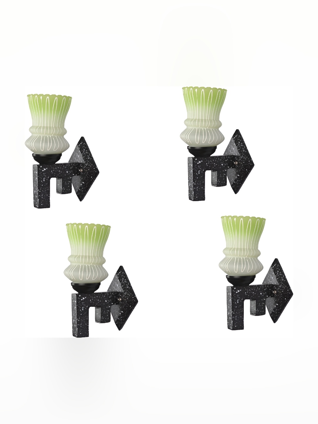 

1ST TIME Green & Black Textured Glass Traditional Abstract Shaped Shaped Wall Lamp