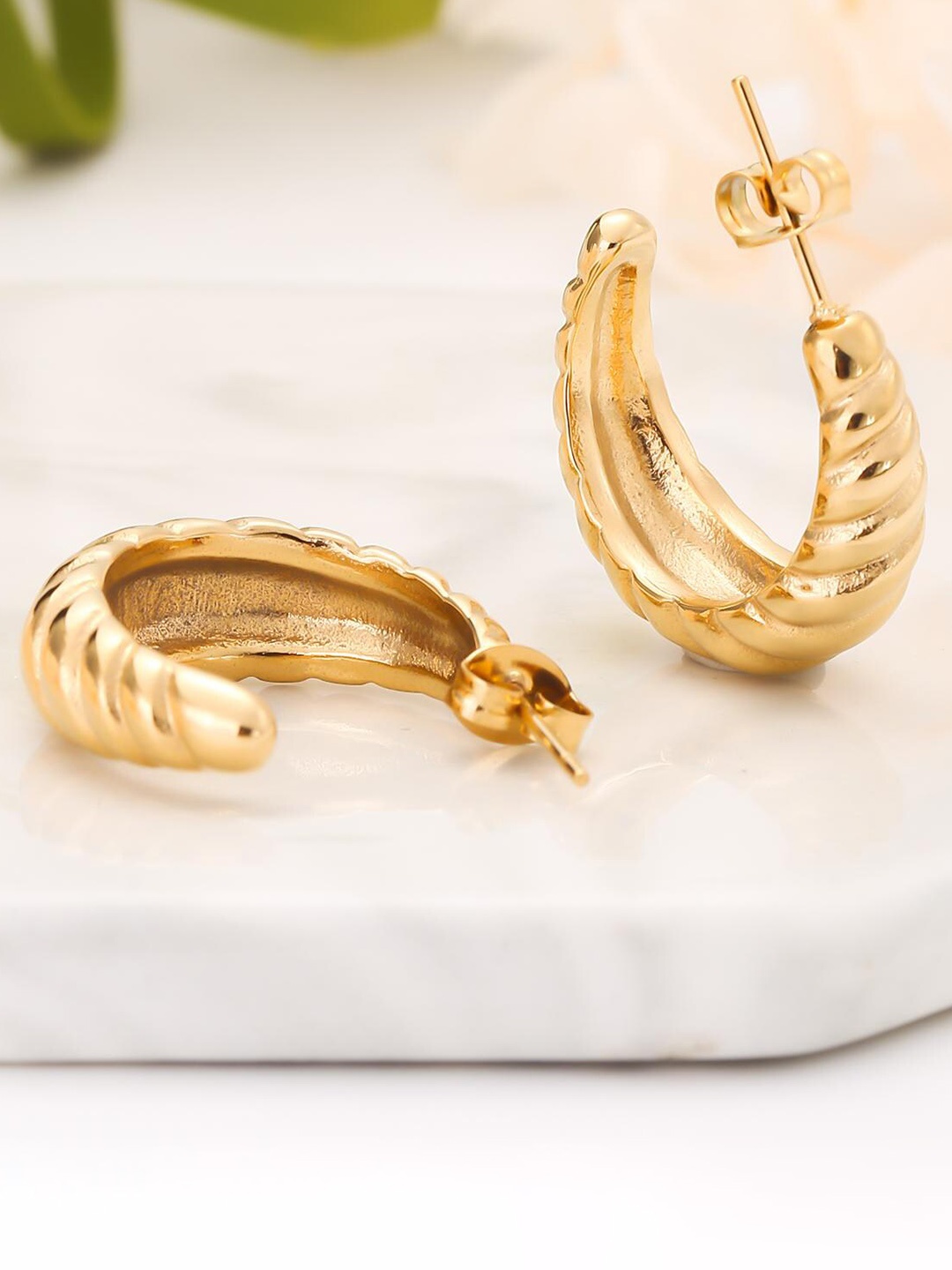 

Shining Diva Fashion Gold-Plated Circular Hoop Earrings