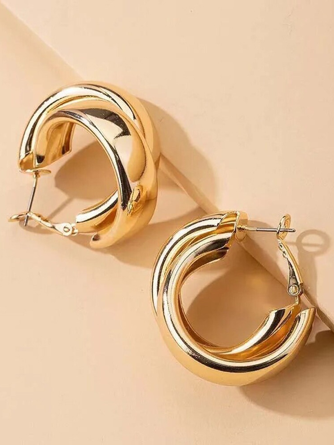 

Shining Diva Fashion Gold-Plated Circular Hoop Earrings