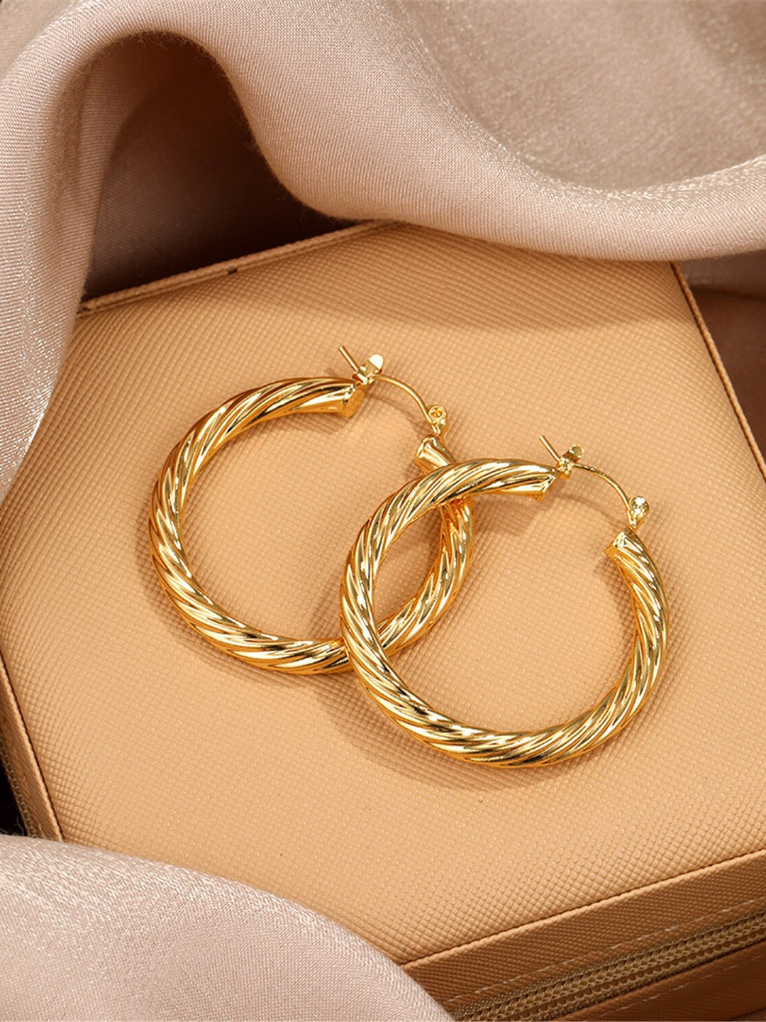 

Shining Diva Fashion Gold-Plated Circular Hoop Earrings