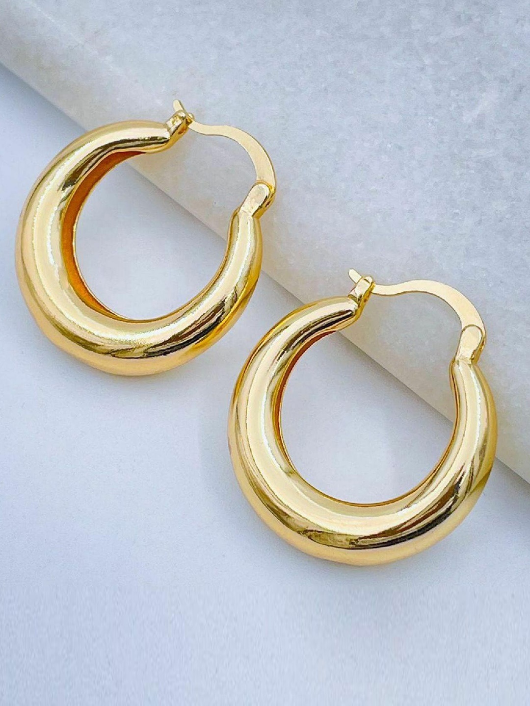 

Shining Diva Fashion Gold-Plated Circular Hoop Earrings