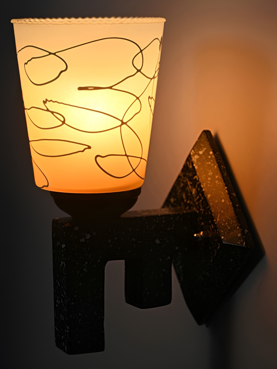 

1ST TIME Orange & White Textured Glass Traditional Frustum Shaped Wall Lamp
