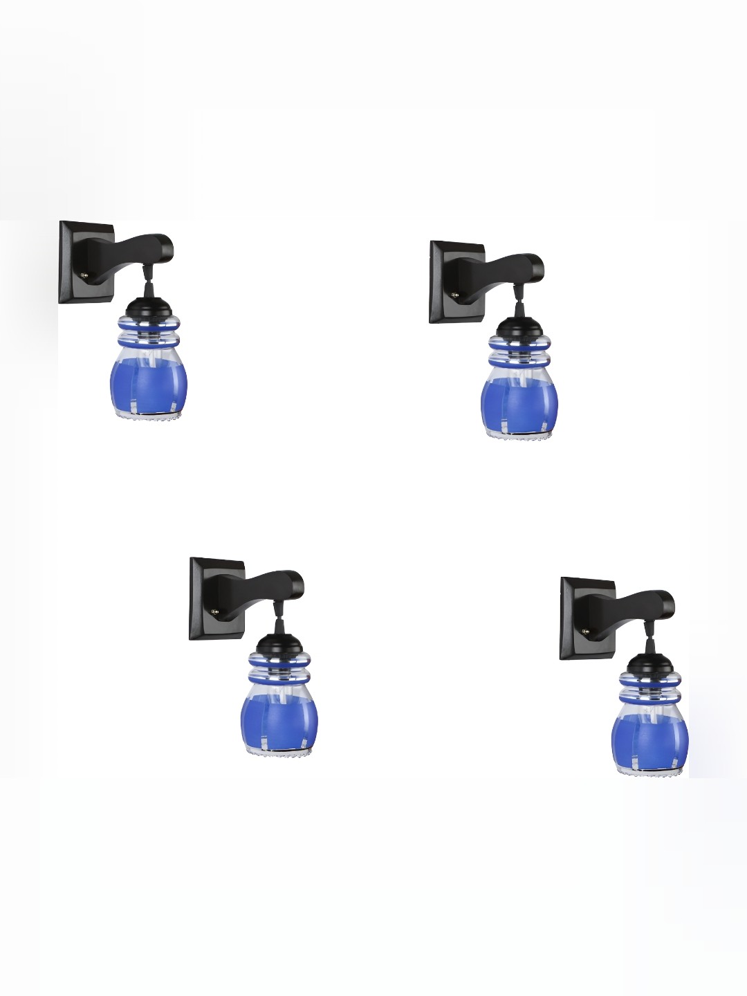 

1ST TIME Blue & Black Colourblocked Glass Traditional Wall Lamp