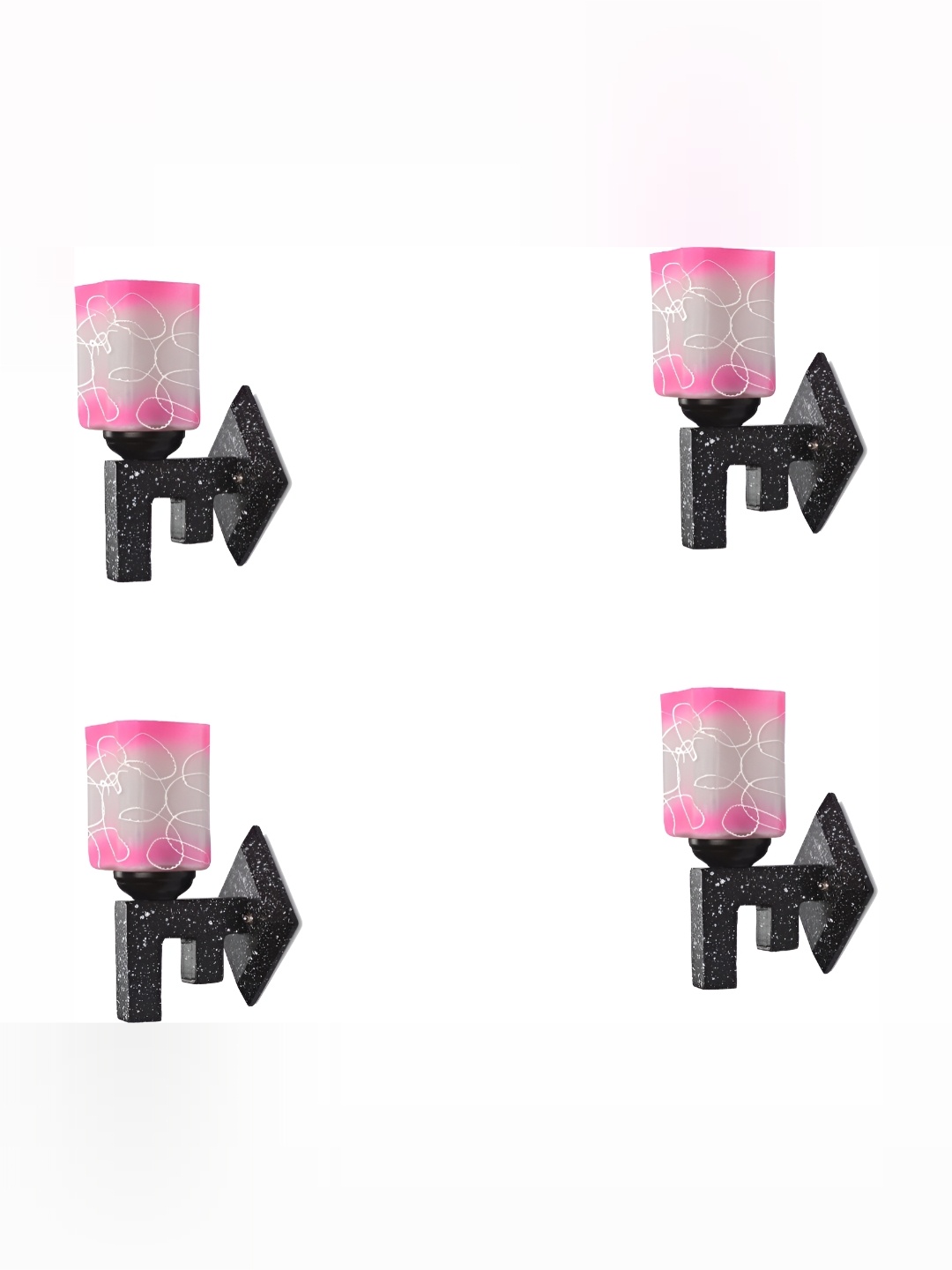 

1ST TIME Pink & White Printed Glass Traditional Square Shaped Wall Lamp