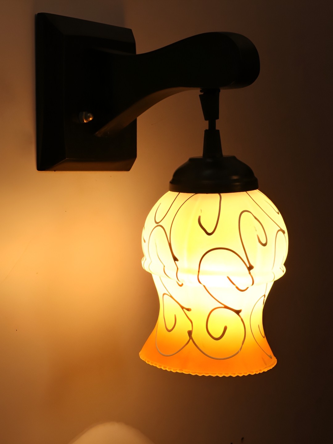 

1ST TIME Yellow & White Printed Glass Contemporary Wall Lamp