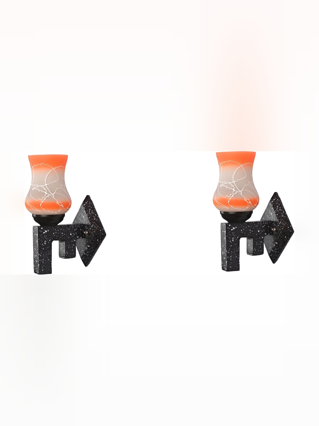 

1ST TIME Orange & White Printed Glass Contemporary Cylinder Shaped Wall Lamp