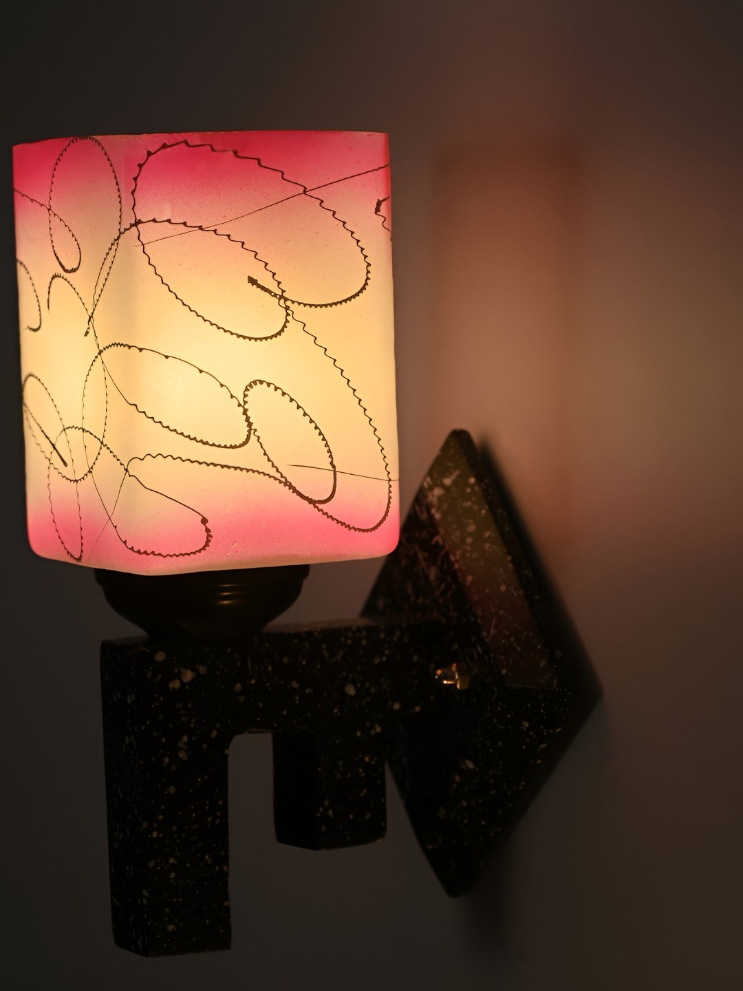 

1ST TIME Pink & White Glass Traditional Rectangle Shaped Wall Lamp