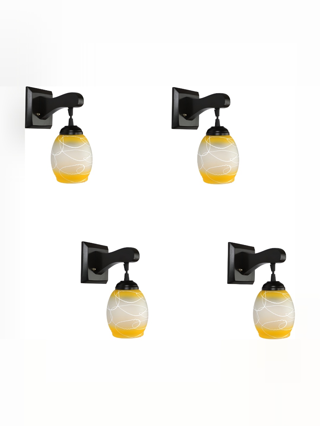 

1ST TIME Yellow & Black Printed Glass Traditional Wall Lamp