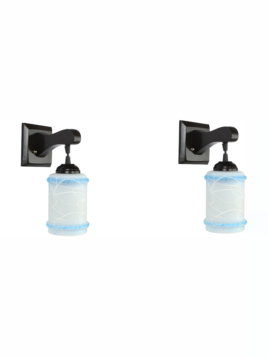 

1ST TIME Blue & White Printed Glass Traditional Cylinder Shaped Wall Lamp