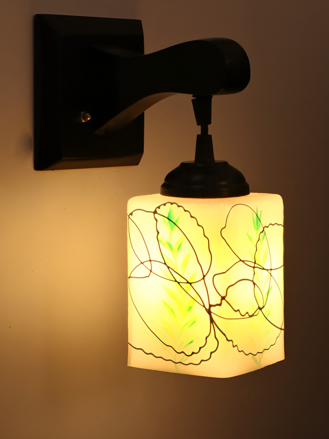 

1ST TIME Green & White Glass Traditional Rectangle Shaped Wall Lamp