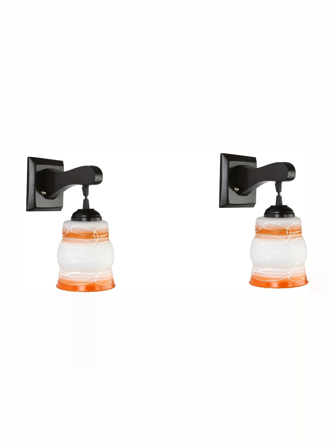 

1ST TIME Orange & White Printed Glass Traditional Cylinder Shaped Wall Lamp