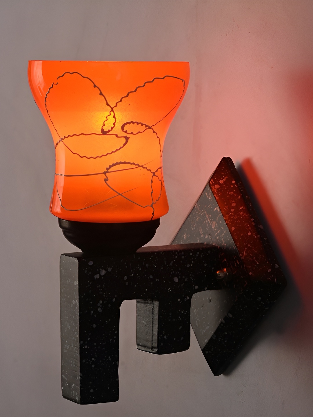 

1ST TIME Red & White Printed Glass Traditional Abstract Shaped Shaped Wall Lamp