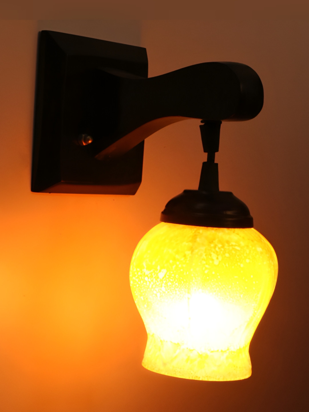 

1ST TIME Orange & Black Printed Glass Traditional Wall Lamp