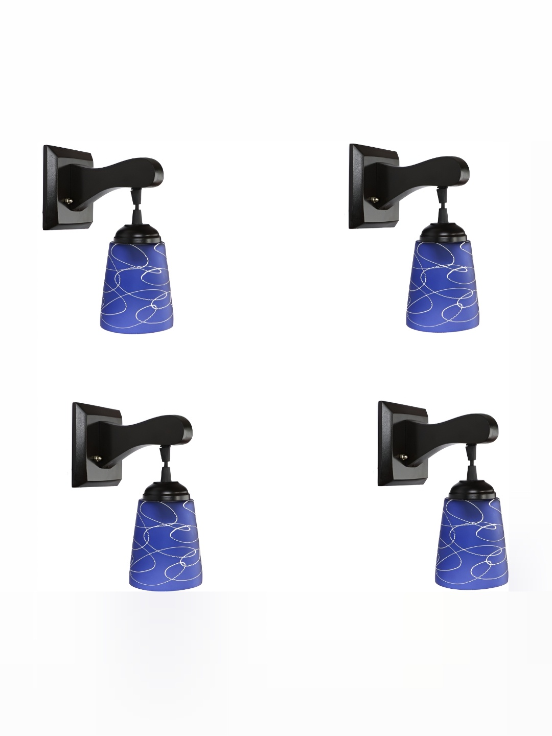 

1ST TIME Blue & Black Printed Glass Contemporary Wall Lamp