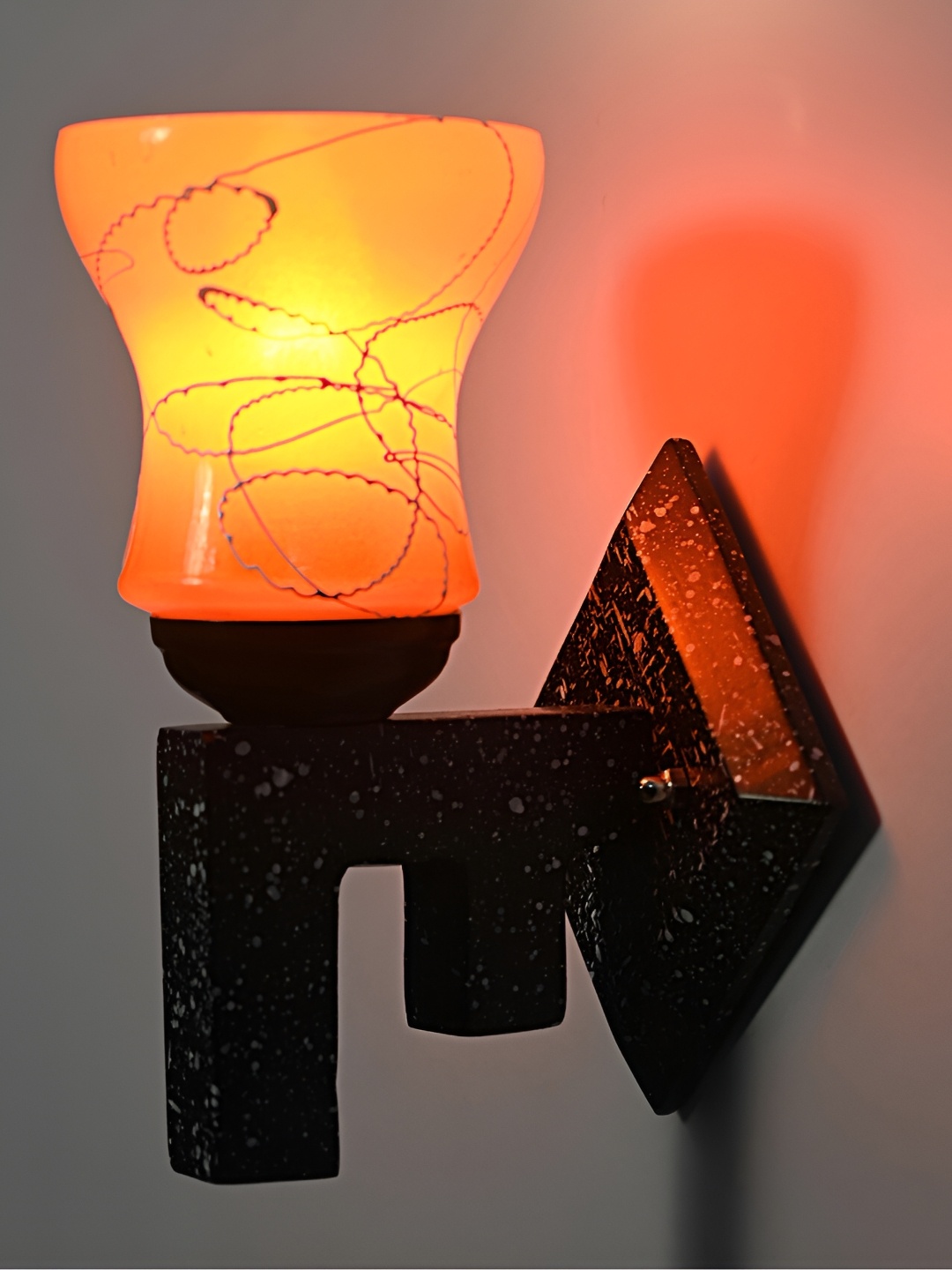 

1ST TIME Red & Black Textured Glass Traditional Wall Lamp
