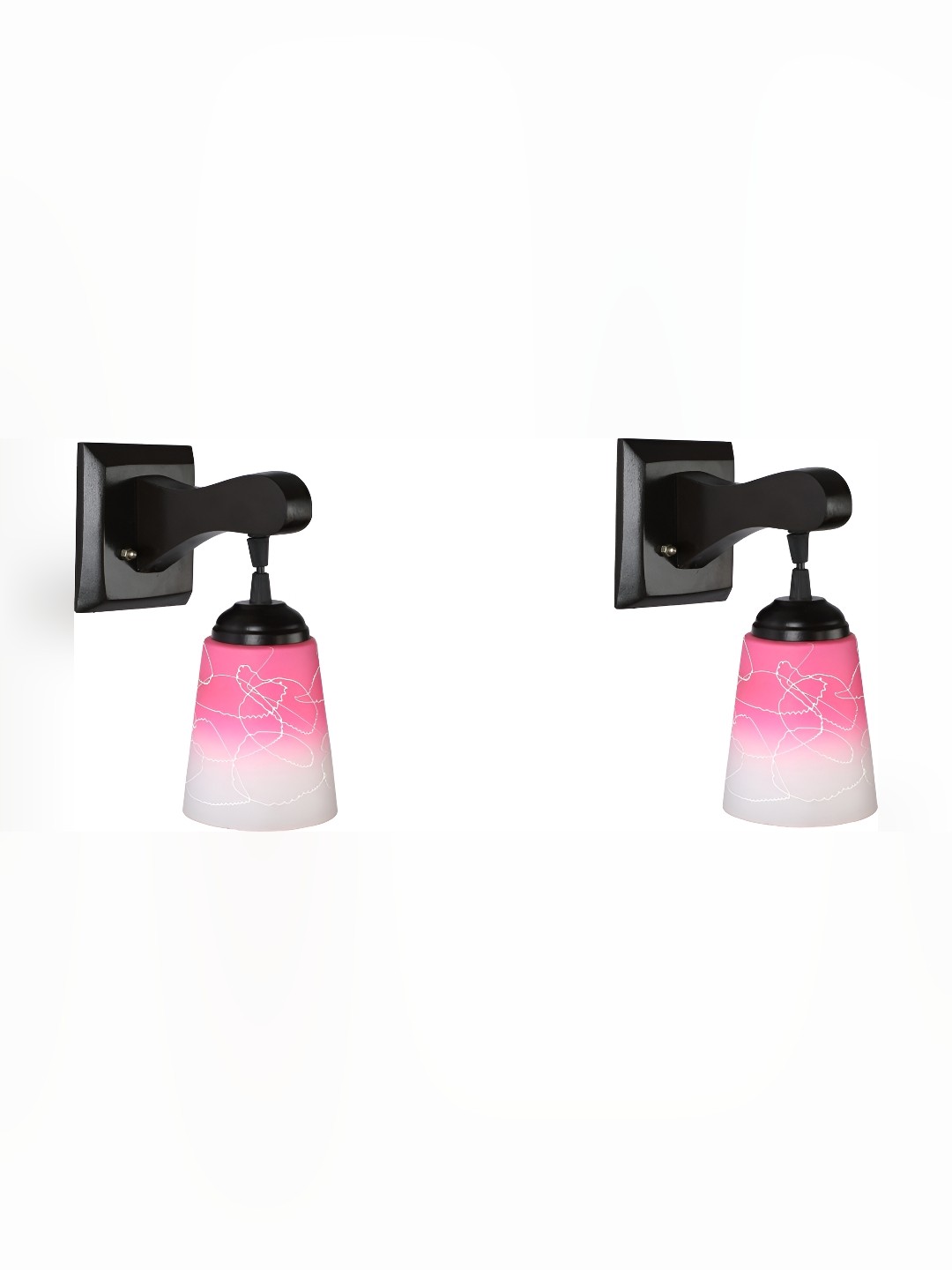 1ST TIME Pink & White Textured Glass Traditional Frustum Shaped Wall Lamp