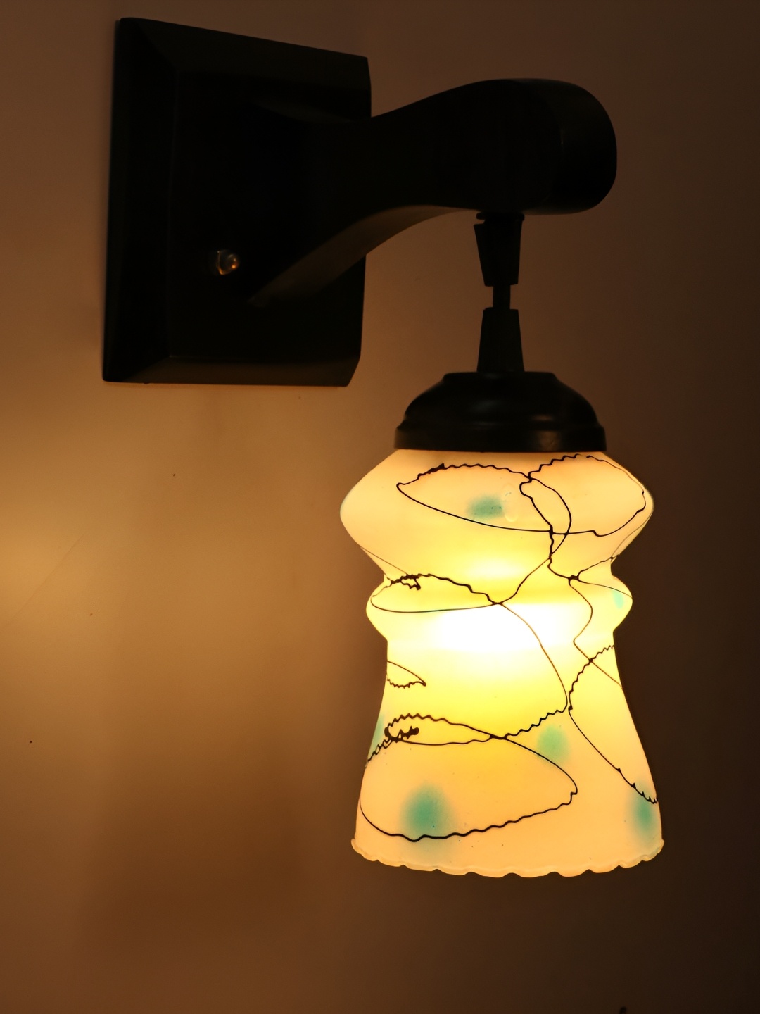 

1ST TIME Blue & White Printed Glass Traditional Wall Lamp