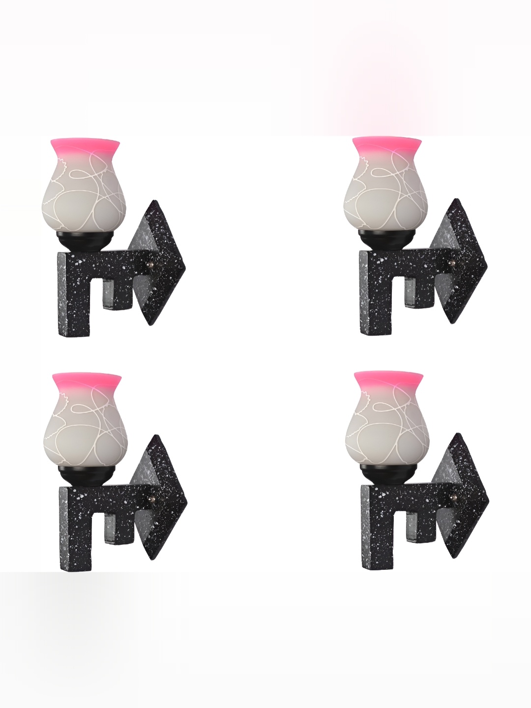 

1ST TIME Pink & White Printed Glass Traditional Cylinder Shaped Wall Lamp