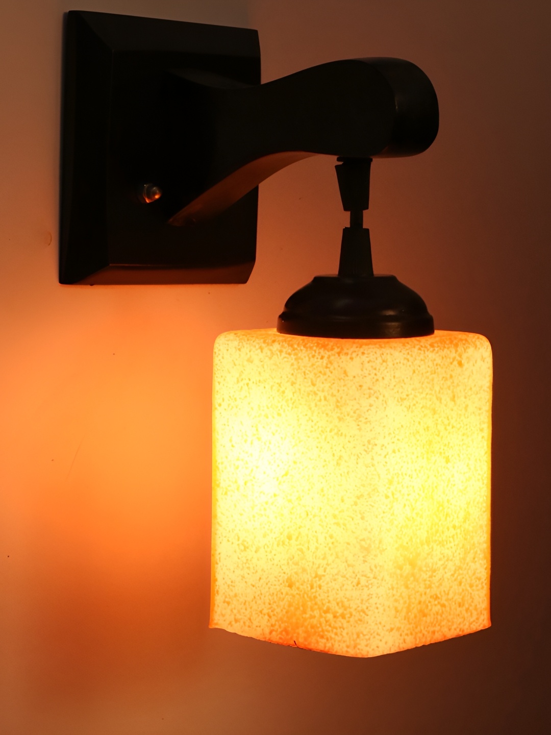 

1ST TIME Orange & Black Glass Traditional Rectangle Shaped Wall Lamp