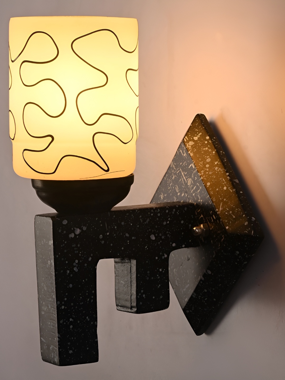 

1ST TIME White & Black Printed Glass Contemporary Wall Lamp