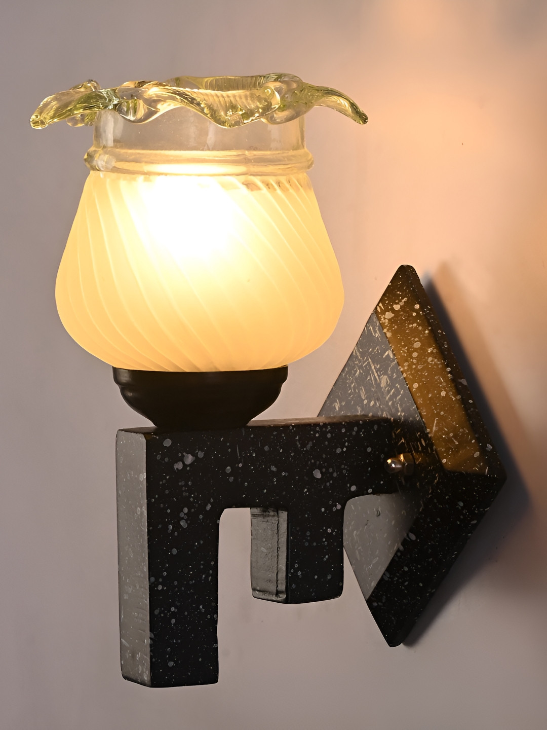 

1ST TIME Transparent & Black Textured Glass Traditional Wall Lamp