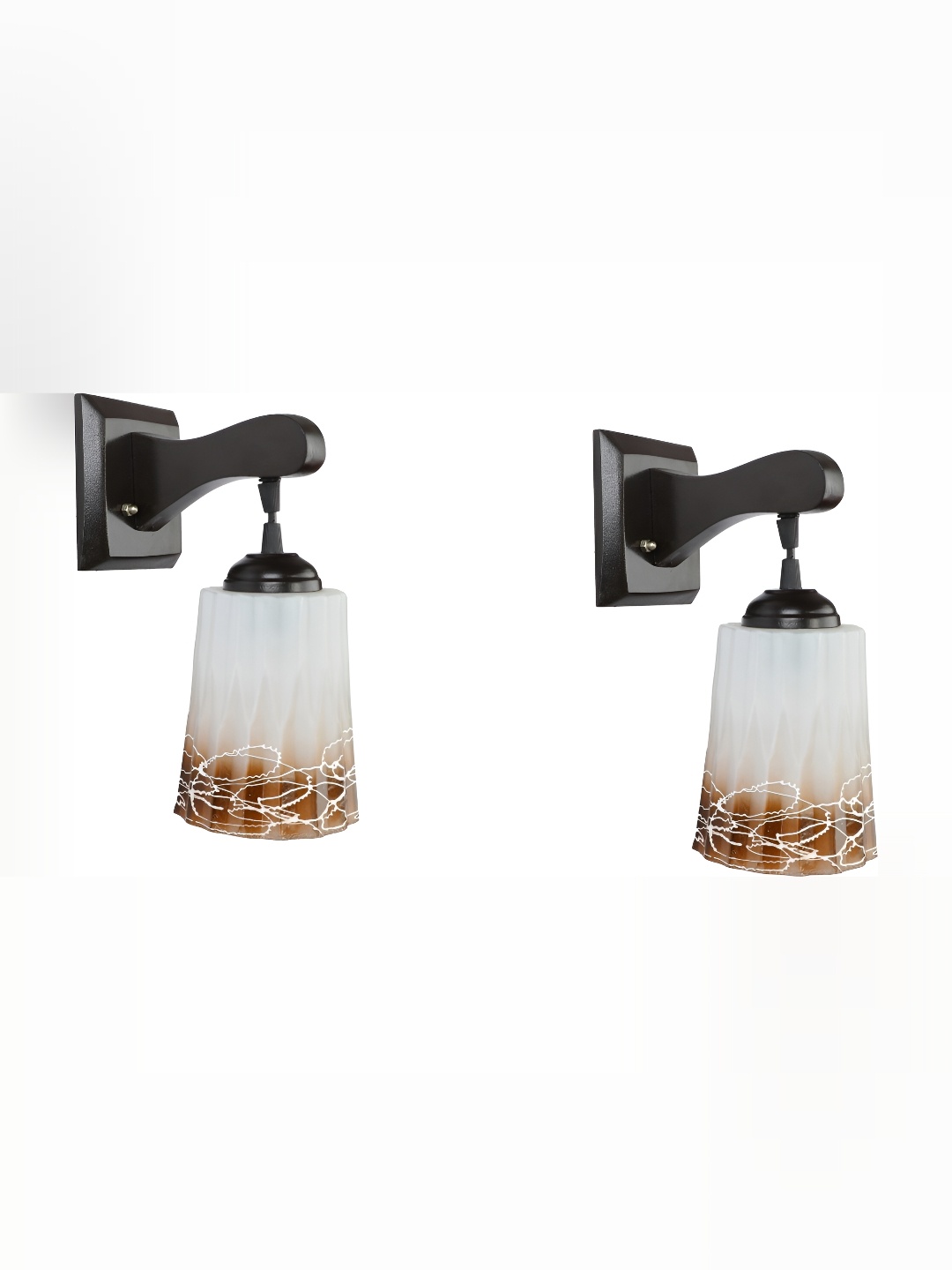 

1ST TIME White & Brown Printed Glass Contemporary Wall Lamp