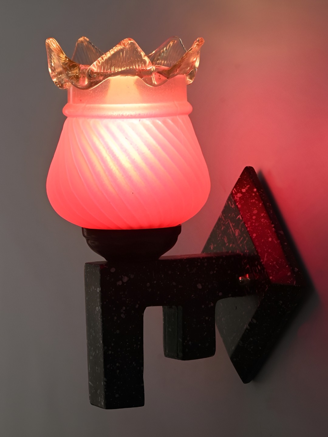 

1ST TIME Pink & Black Glass Traditional Wall Lamp