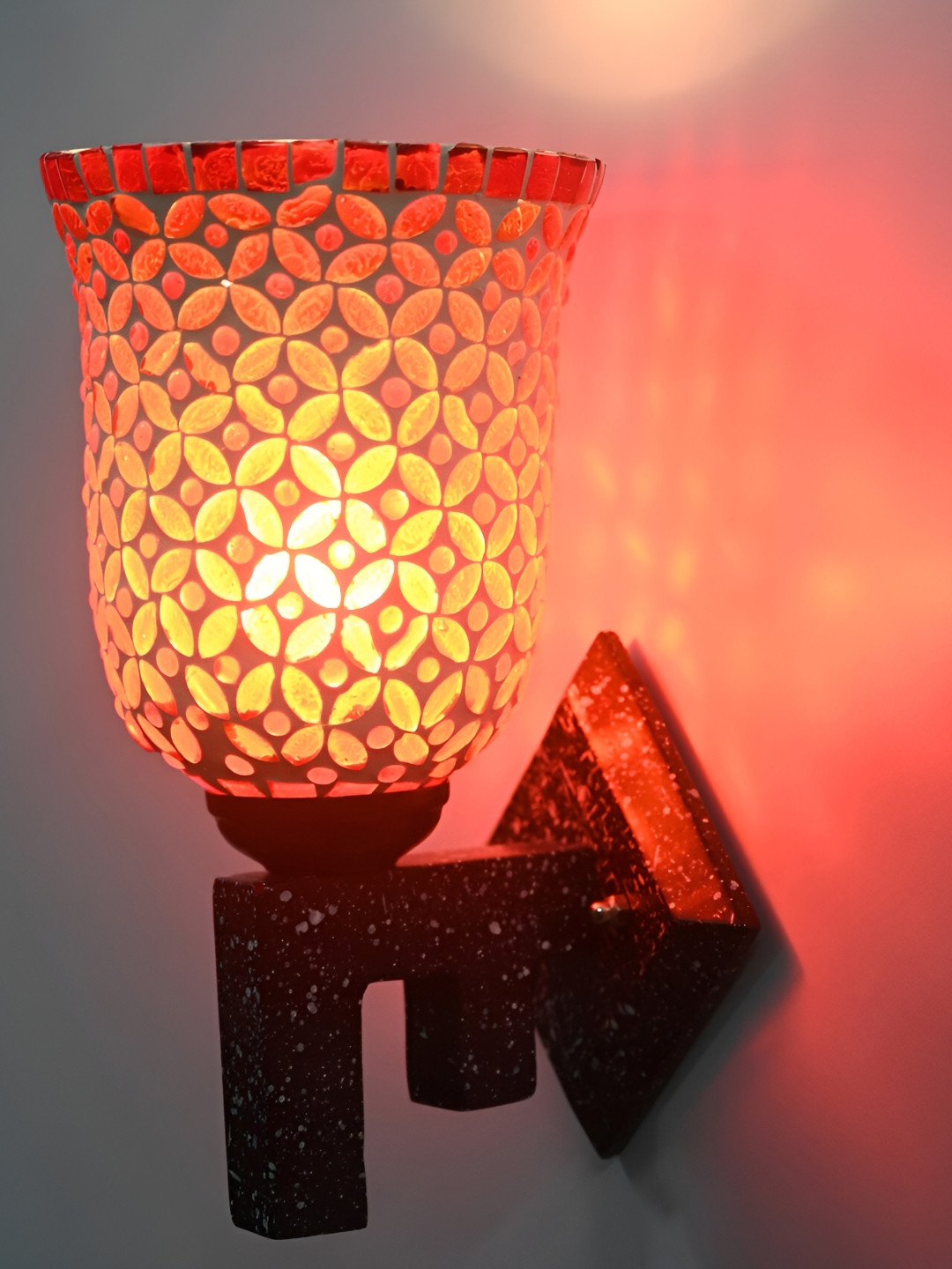 

1ST TIME Red & White Printed Glass Contemporary Wall Lamp