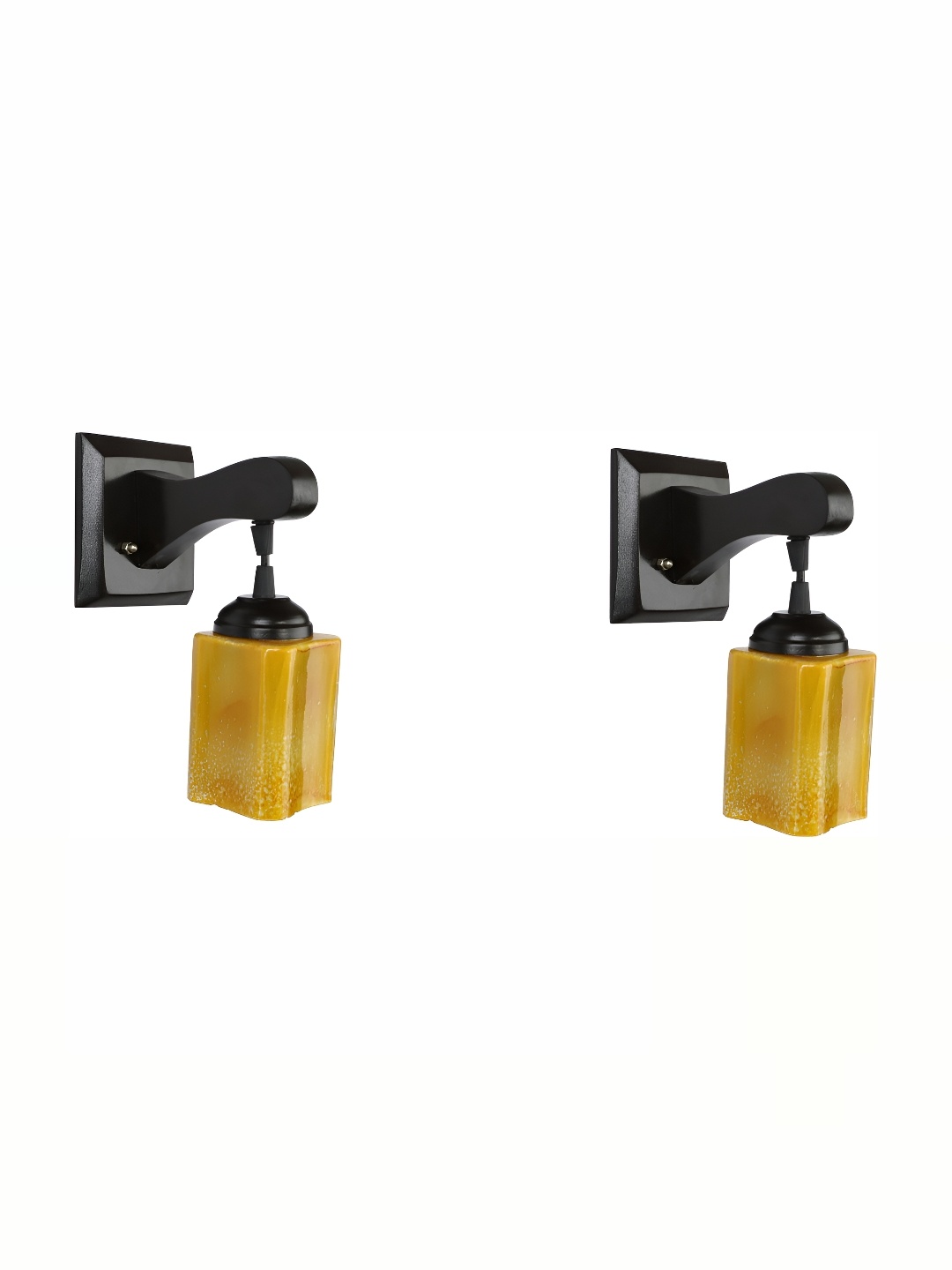 

1ST TIME Yellow & Black Textured Glass Traditional Square Shaped Wall Lamp
