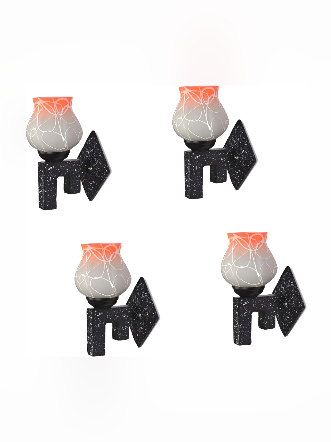 

1ST TIME Orange & White Printed Glass Contemporary Wall Lamp