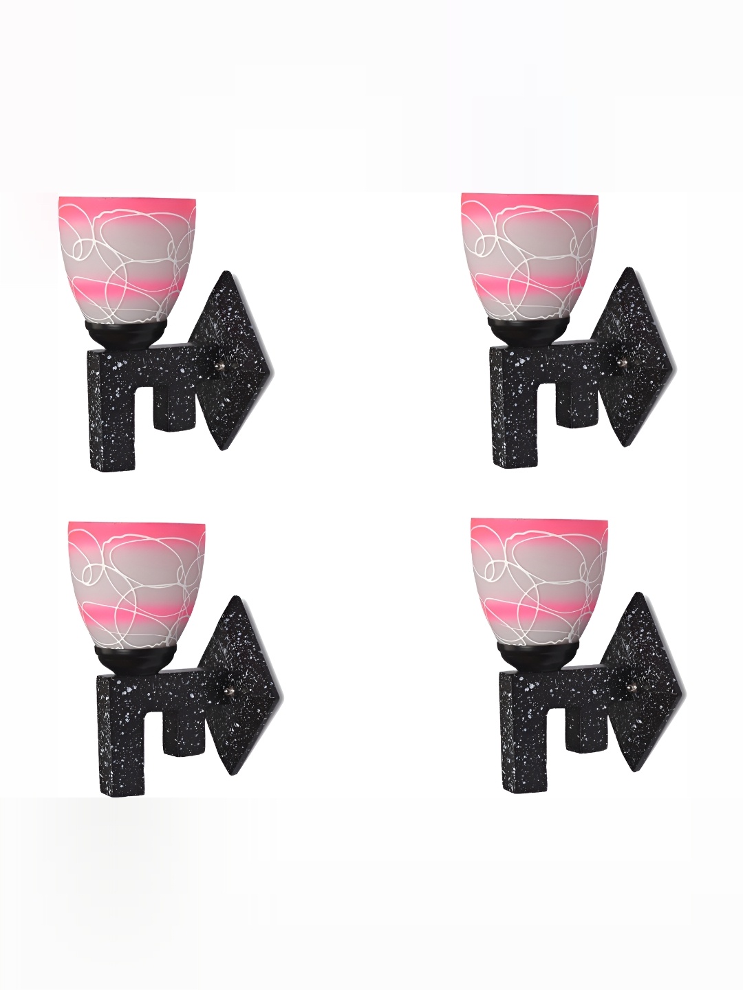 

1ST TIME Grey & Pink Printed Glass Traditional Rectangle Shaped Wall Lamp