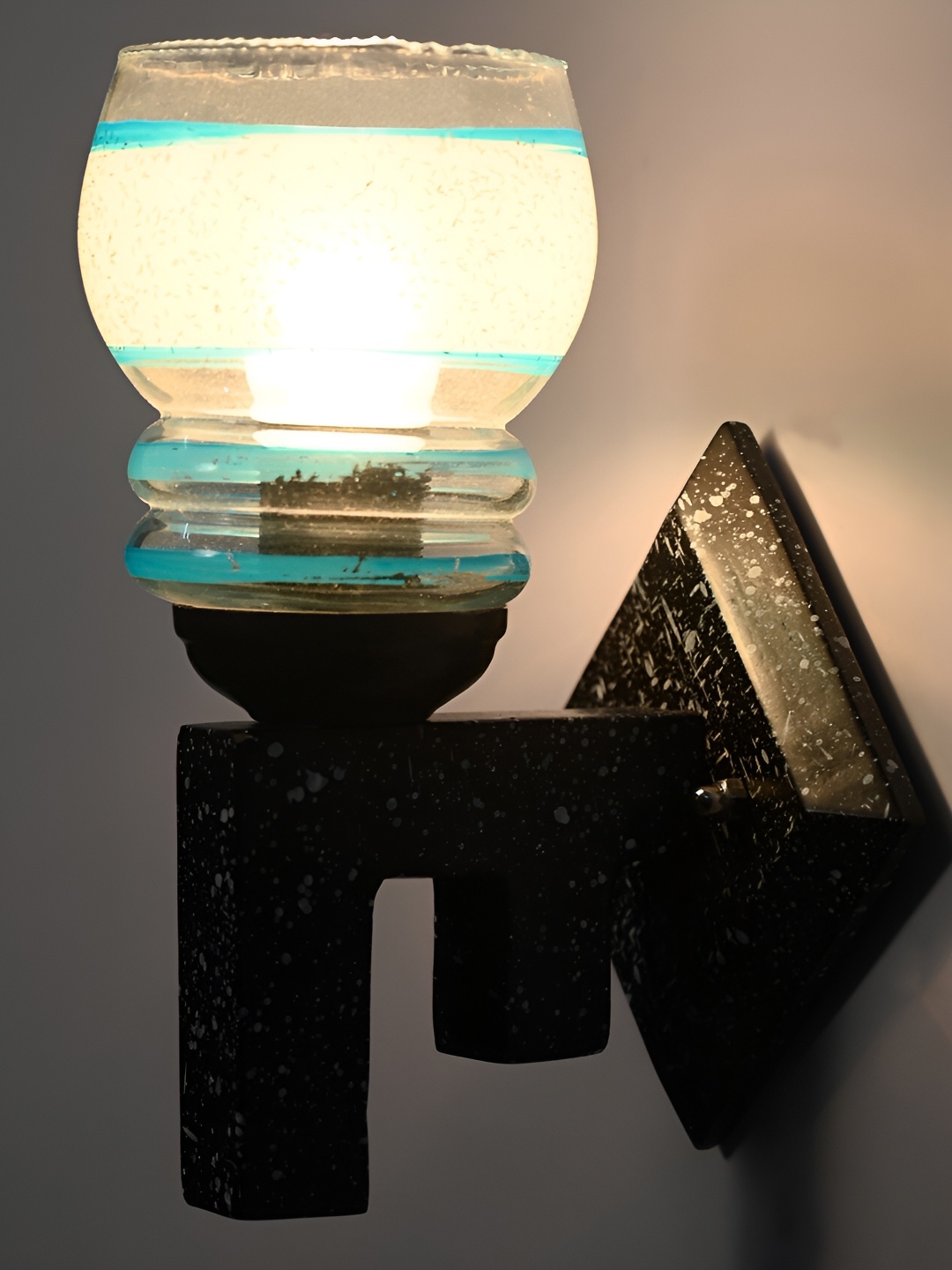 

1ST TIME Transparent & Blue Printed Glass Traditional Wall Lamp
