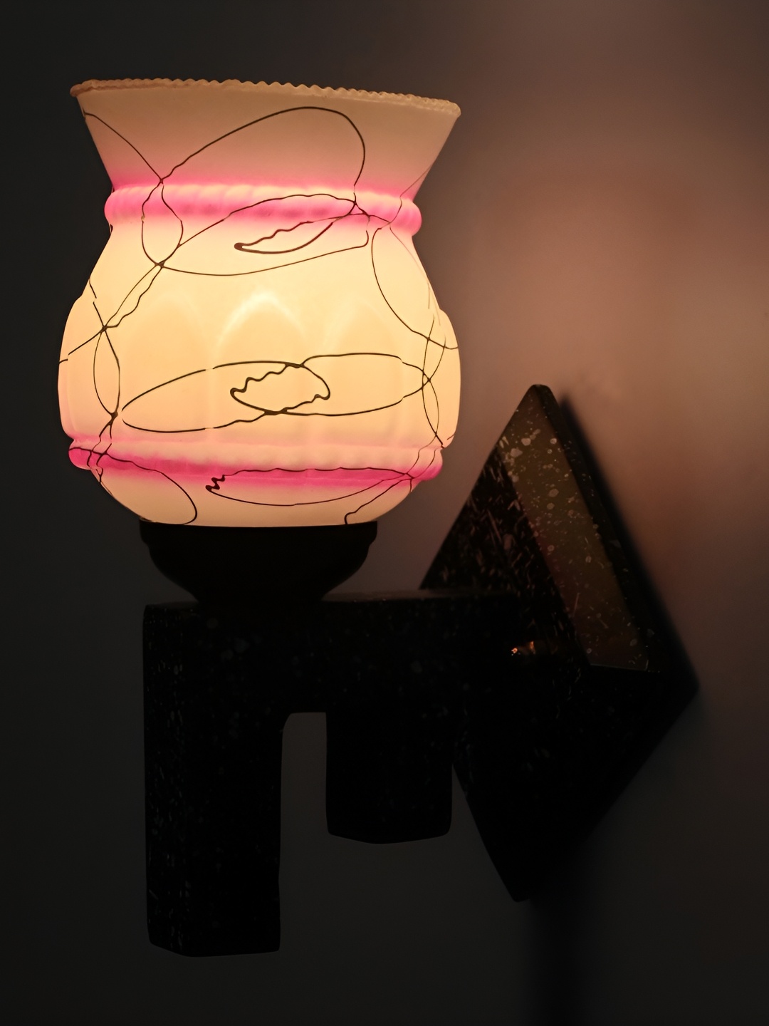 

1ST TIME Grey & Pink Colourblocked Glass Traditional Wall Lamp